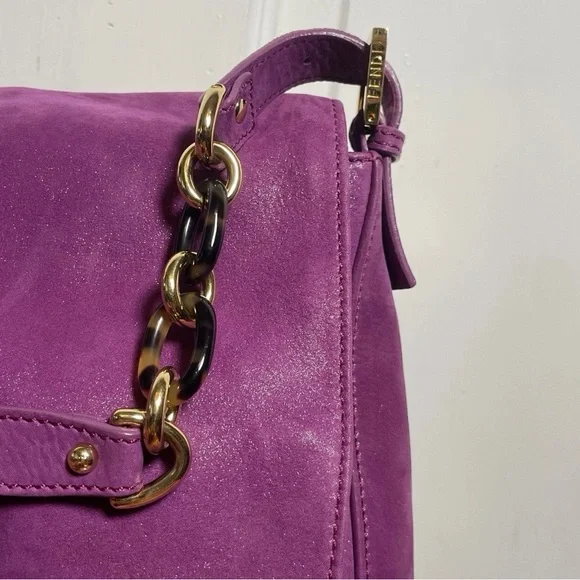 Fendi Rare Y2K Iridescent PlumSuede Mamma Baguette Shoulder Bag - Picture 10 of 15